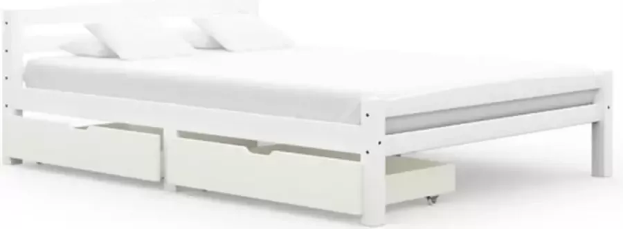 VidaXL -Bedframe-met-2-lades-massief-grenenhout-wit-140x200-cm - Foto 3