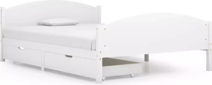 VidaXL -Bedframe-met-2-lades-massief-grenenhout-wit-140x200-cm - Foto 2