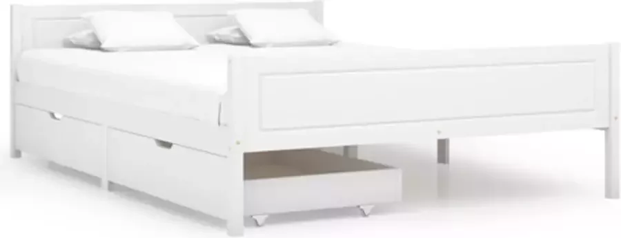 VidaXL -Bedframe-met-2-lades-massief-grenenhout-wit-140x200-cm - Foto 2