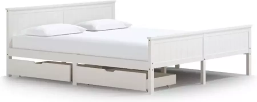 VidaXL -Bedframe-met-2-lades-massief-grenenhout-wit-200x200-cm - Foto 2