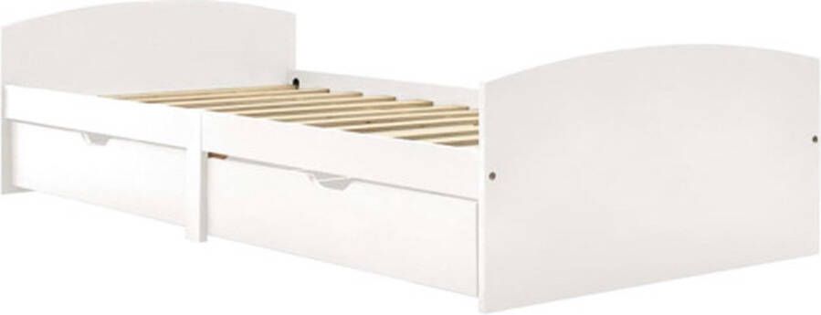VidaXL -Bedframe-met-2-lades-massief-grenenhout-wit-90x200-cm - Foto 2