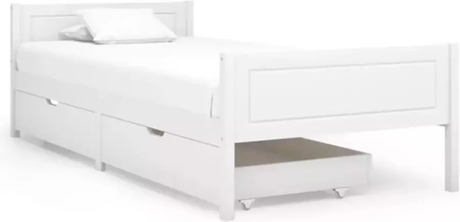 VidaXL -Bedframe-met-2-lades-massief-grenenhout-wit-90x200-cm - Foto 2