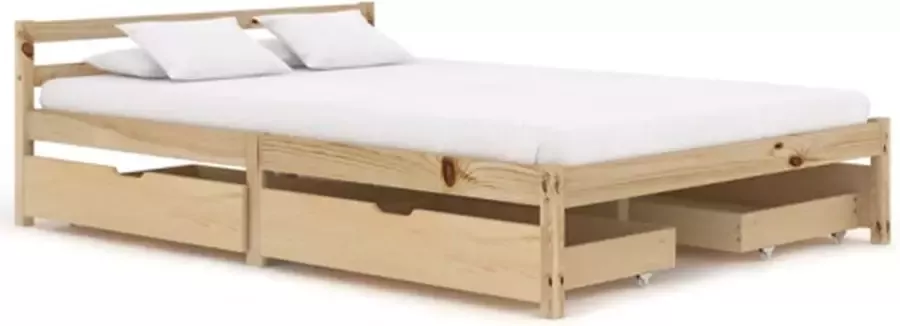 VidaXL Bedframe met 4 lades massief grenenhout 140x200 cm