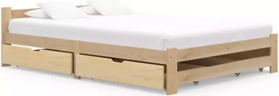 VidaXL Bedframe met 4 lades massief grenenhout 140x200 cm