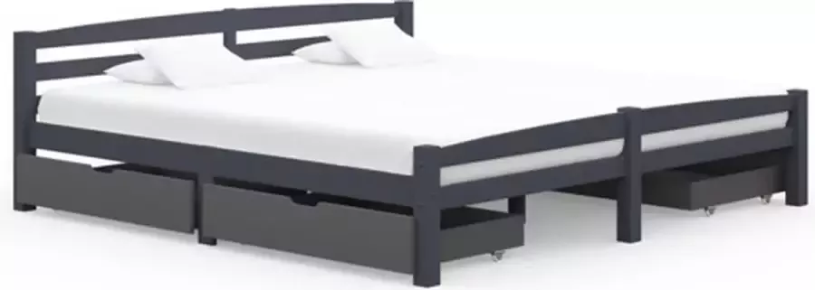 VidaXL Bedframe met 4 lades massief grenenhout donkergrijs 180x200 cm