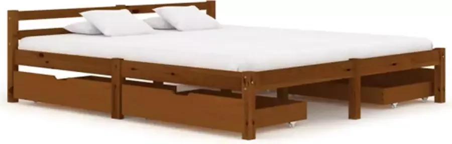 VIDAXL Bedframe met 4 lades massief grenenhout honingbruin 160x200 cm