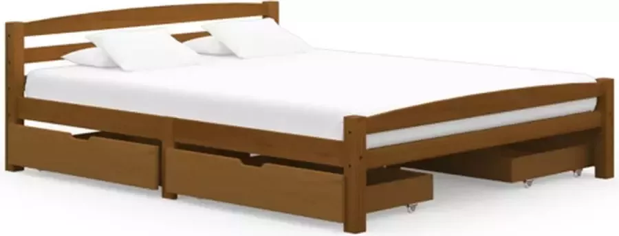 VIDAXL Bedframe met 4 lades massief grenenhout honingbruin 160x200 cm - Foto 1