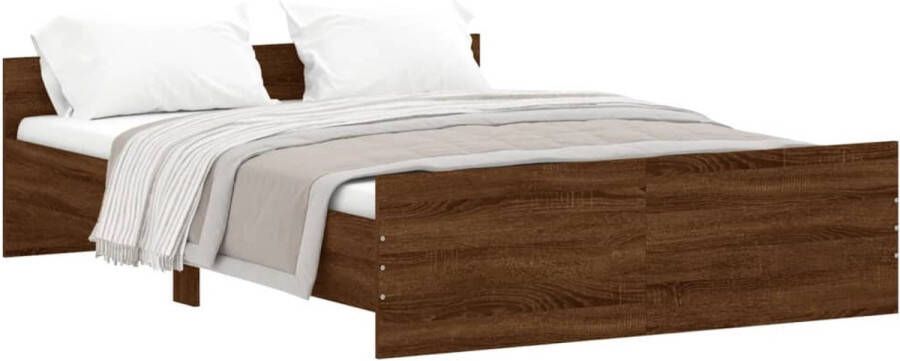 VidaXL -Bedframe-met-hoofd--en-voeteneinde-bruineikenkleurig-140x190-cm - Foto 4