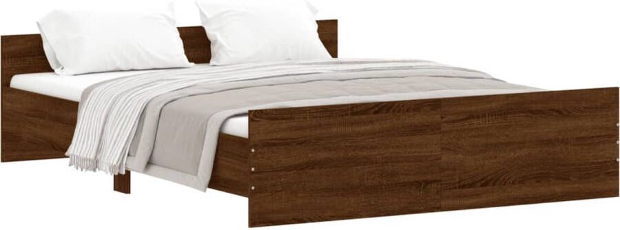 VidaXL Bedframe Bruin Eiken 160x200 cm Bruin Houten Bed Frame Tweepersoons Bed Massief Grenenhout Bed Bedframe Met Hoofdeind Bedframe Met Poten Boxspring Bed - Foto 2