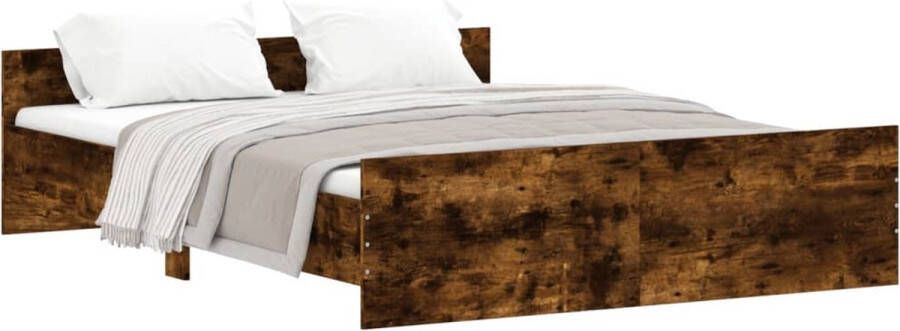 VidaXL Bedframe Gerookt Eiken 160x200 cm Bed Frame Houten Bed Tweepersoons Bed Bruine Bed Gerookt Eiken Boxspring Bed Stevig Bed Comfortabel Bed - Foto 2
