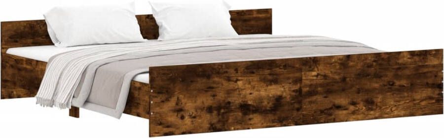 VidaXL -Bedframe-met-hoofd--en-voeteneinde-gerookt-eiken-200x200-cm - Foto 3