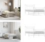 VidaXL Bedframe met hoofd- en voeteneinde metaal wit 100x190 cm Bedframe Bedframes Eenpersoonsbed Bed - Thumbnail 3