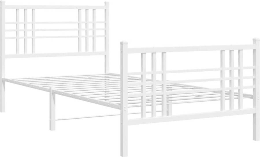 VidaXL -Bedframe-met-hoofd--en-voeteneinde-metaal-wit-107x203-cm - Foto 3