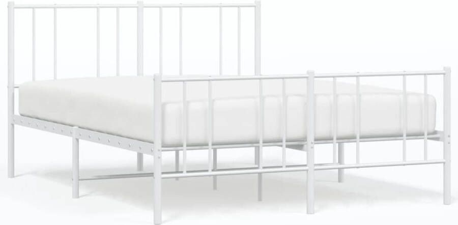 VidaXL Bedframe Metaal 160x200 cm Wit Klassieke Bed Frame Tweepersoons Bed Metalen Bedframe Witte Bed Frame Staal Bedframe Boxspring Bed Met Hoofdeind - Foto 2
