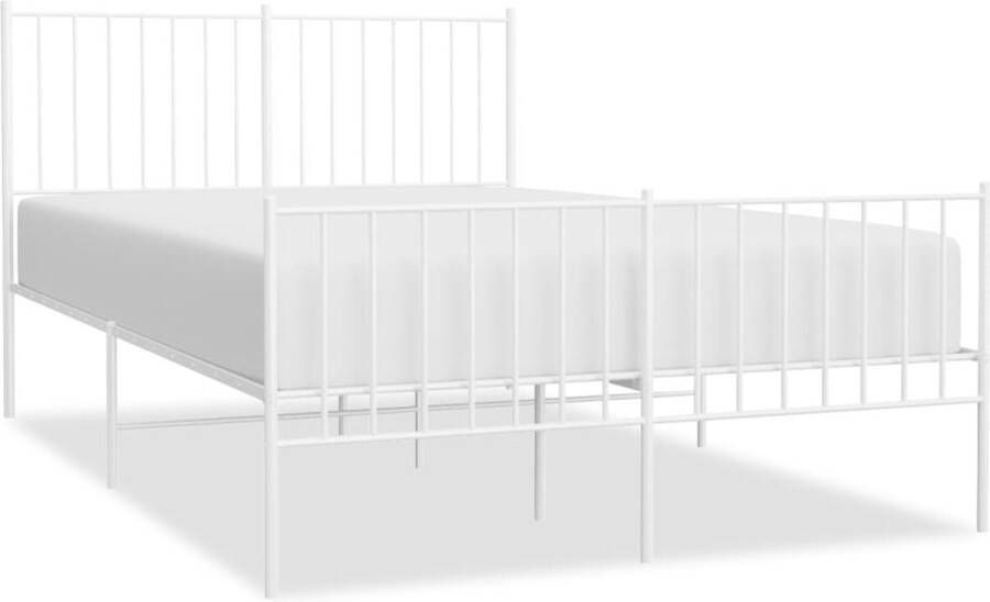 VidaXL Wit Metalen Bedframe 120x190 cm Metalen Bed Frame Klassiek Bed Wit Bed Met Opbergruimte Boxspring Alternatief Staal Bedframe - Foto 2