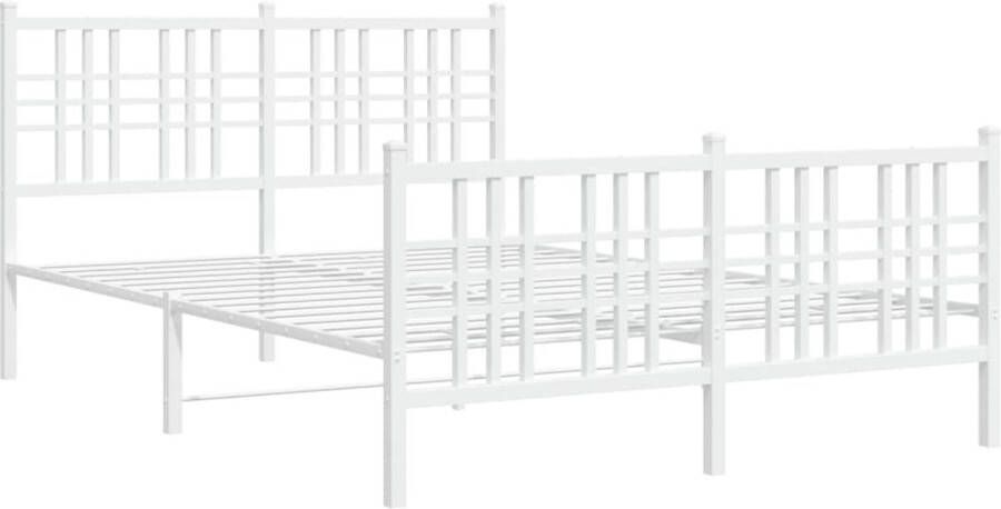 VidaXL -Bedframe-met-hoofd--en-voeteneinde-metaal-wit-137x190-cm - Foto 4