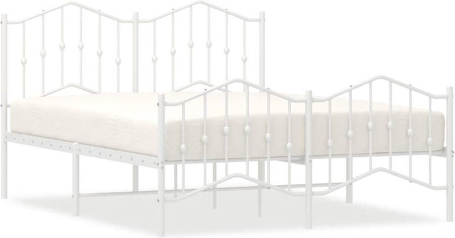VidaXL Bedframe Metalen Bed 140x190 cm Wit Klassieke Bed Frame Metalen Bedframe Staal Bedframe Wit Bedframe Tweepersoons Bed Boxspring Bed Met Opbergruimte Bed Frame 140x190 - Foto 2