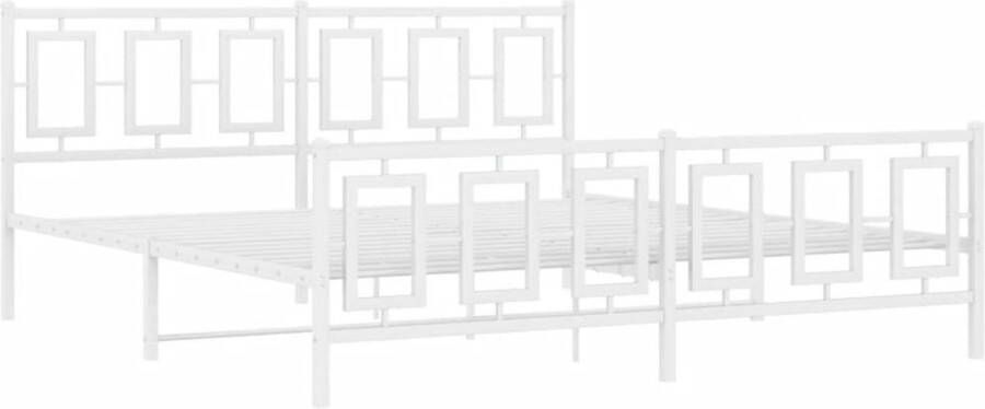 VidaXL -Bedframe-met-hoofd--en-voeteneinde-metaal-wit-183x213-cm - Foto 3