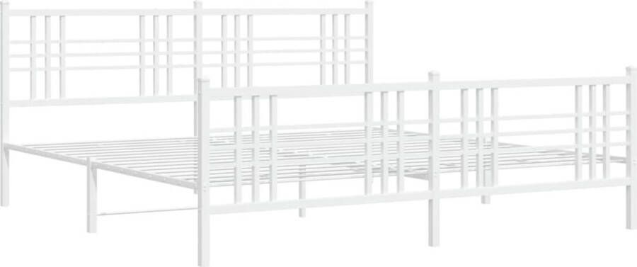 VidaXL -Bedframe-met-hoofd--en-voeteneinde-metaal-wit-193x203-cm - Foto 5