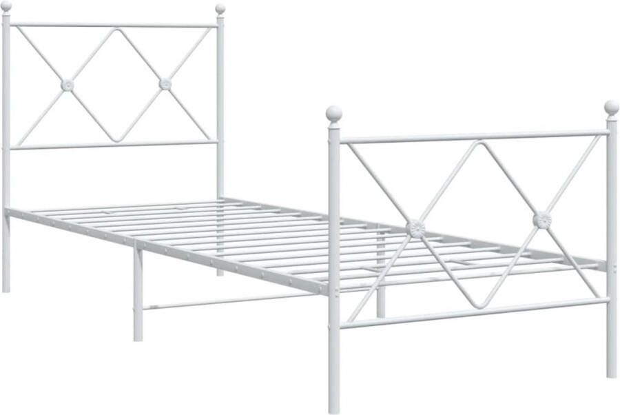 VidaXL -Bedframe-met-hoofd--en-voeteneinde-metaal-wit-75x190-cm - Foto 4