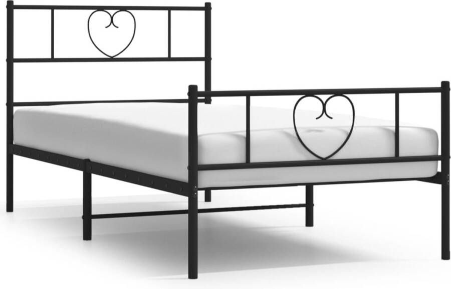 VidaXL -Bedframe-met-hoofd--en-voeteneinde-metaal-zwart-107x203-cm - Foto 12
