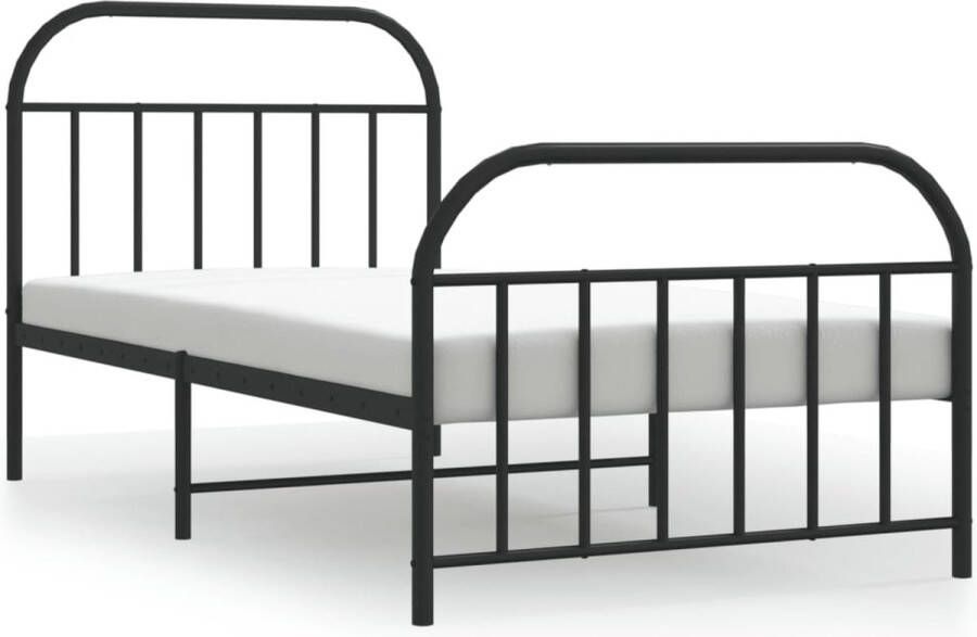VidaXL -Bedframe-met-hoofd--en-voeteneinde-metaal-zwart-107x203-cm - Foto 2