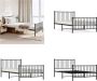 VidaXL Bedframe met hoofd- en voeteneinde metaal zwart 107x203 cm Bedframe Bedframes Eenpersoonsbed Bed - Thumbnail 2