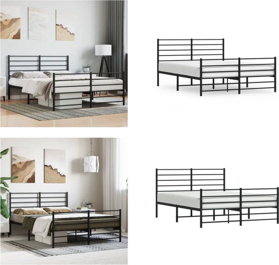 vidaXL Bedframe met hoofd- en voeteneinde metaal zwart 120x190 cm Bedframe Bedframes Tweepersoonsbed Bed