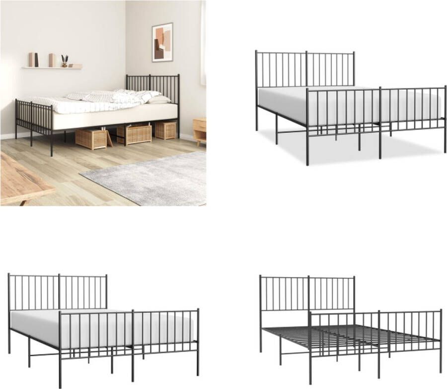 vidaXL Bedframe met hoofd- en voeteneinde metaal zwart 120x190 cm Bedframe Bedframes Tweepersoonsbed Bed