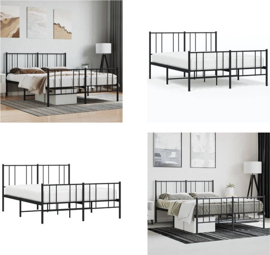 vidaXL Bedframe met hoofd- en voeteneinde metaal zwart 120x190 cm Bedframe Bedframes Tweepersoonsbed Bed