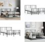 VidaXL Bedframe met hoofd- en voeteneinde metaal zwart 135x190 cm Bedframe Bedframes Tweepersoonsbed Bed - Thumbnail 2