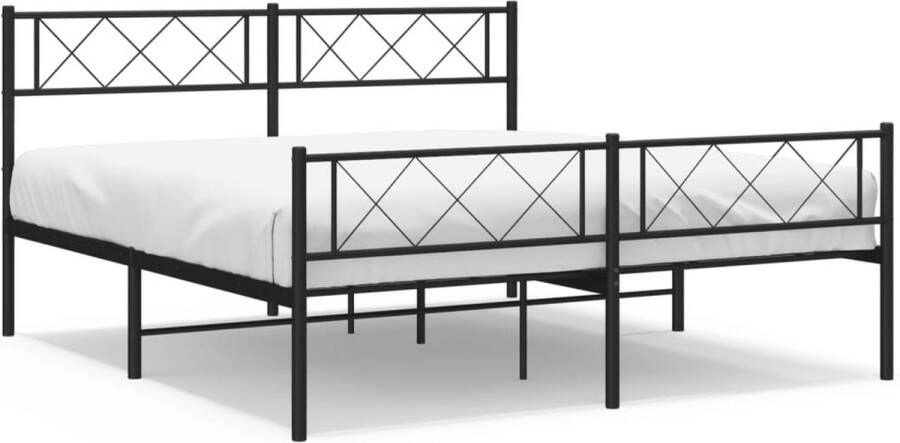 VidaXL Bedframe Zwart 160x200 cm Met voetbord Metalen Bedframe Boxspring Bed King Size Bed Tweepersoonsbed Zwart Bed Staal Bedframe Modern Bed Rustiek Bed Bedroom Furniture - Foto 2
