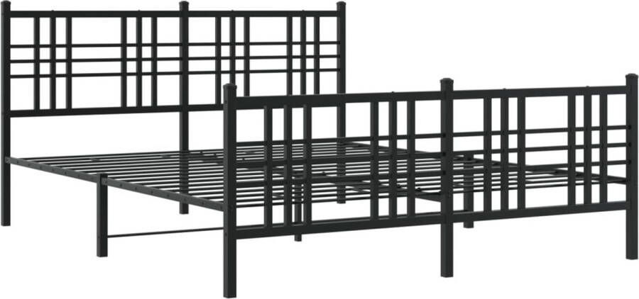 VidaXL -Bedframe-met-hoofd--en-voeteneinde-metaal-zwart-150x200-cm
