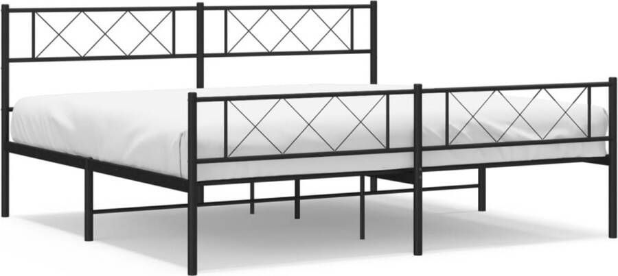 VidaXL Bedframe met voetbord zonder matras metaal zwart 180x200 cm