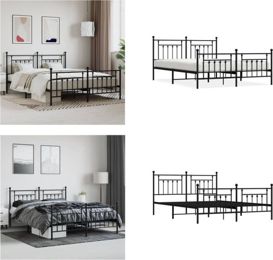 VidaXL Bedframe met voetbord zonder matras metaal zwart 180x200 cm Bedframe Bedframes Tweepersoonsbed Bed - Foto 3