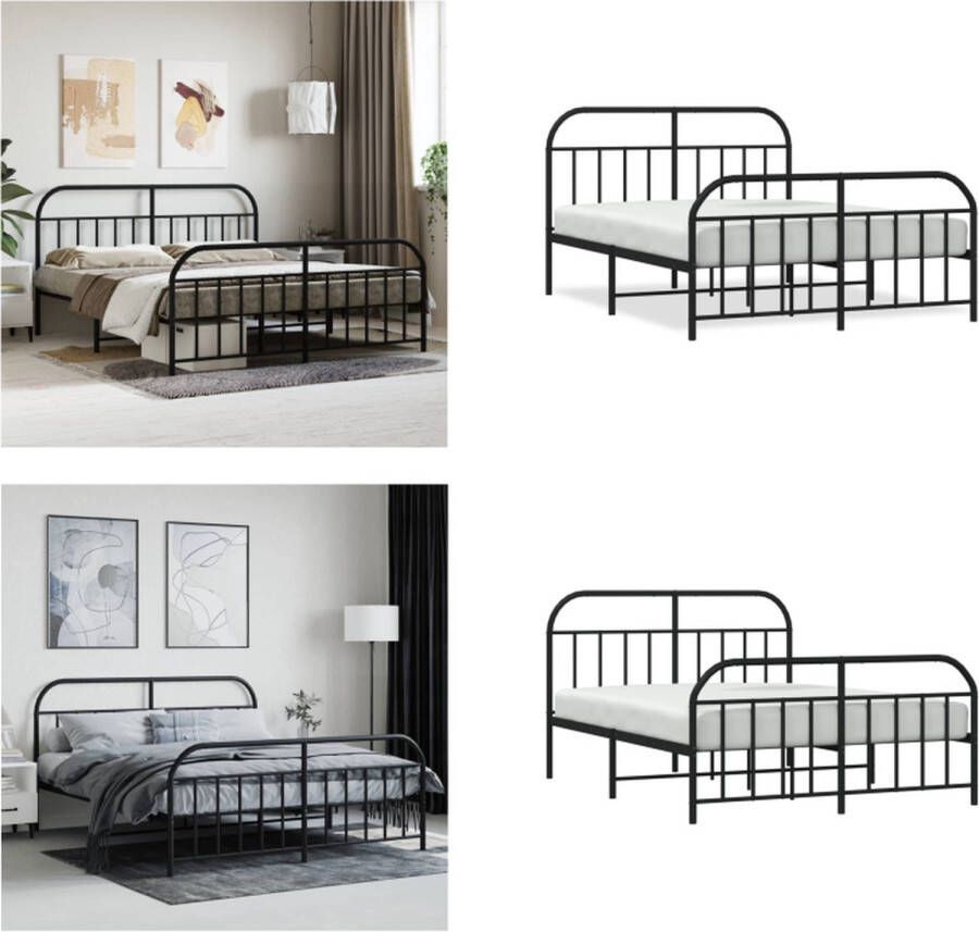 VidaXL Bedframe met voetbord zonder matras metaal zwart 180x200 cm Bedframe Bedframes Tweepersoonsbed Bed - Foto 2
