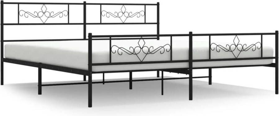 VidaXL -Bedframe-met-hoofd--en-voeteneinde-metaal-zwart-183x213-cm - Foto 5