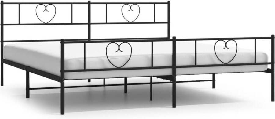 VidaXL -Bedframe-met-hoofd--en-voeteneinde-metaal-zwart-183x213-cm - Foto 3