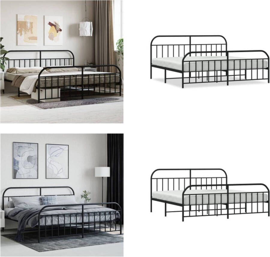 VidaXL Bedframe met hoofd- en voeteneinde metaal zwart 193x203 cm Bedframe Bedframes Tweepersoonsbed Bed