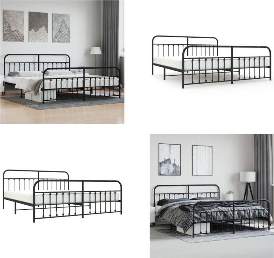 VidaXL Bedframe met hoofd- en voeteneinde metaal zwart 193x203 cm Bedframe Bedframes Tweepersoonsbed Bed - Foto 2