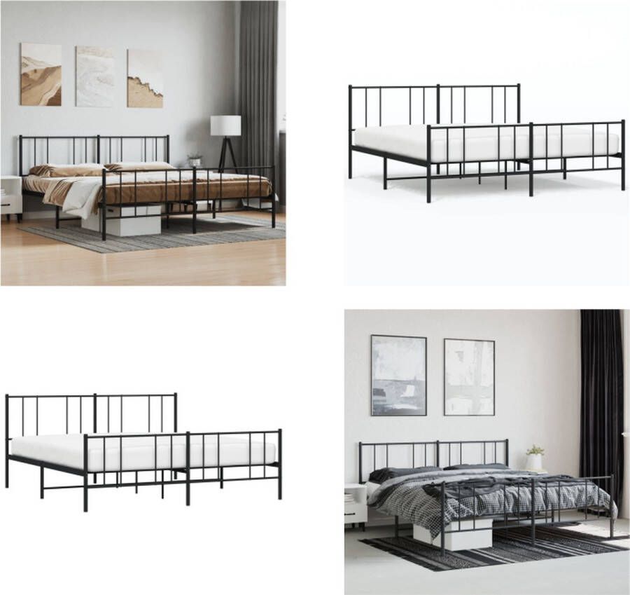 VidaXL Bedframe met hoofd- en voeteneinde metaal zwart 193x203 cm Bedframe Bedframes Tweepersoonsbed Bed - Foto 2