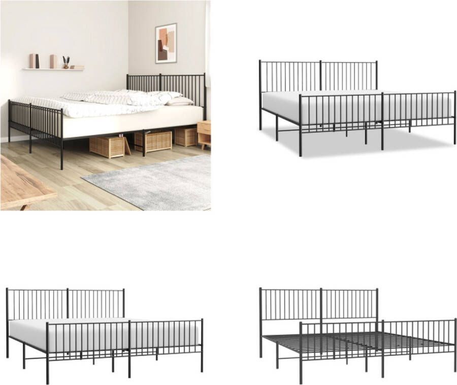 vidaXL Bedframe met hoofd- en voeteneinde metaal zwart 193x203 cm Bedframe Bedframes Tweepersoonsbed Bed