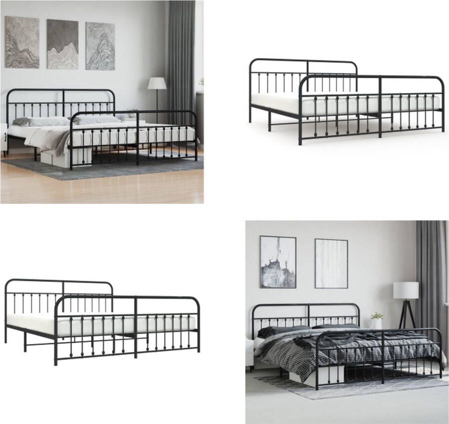 vidaXL Bedframe met hoofd- en voeteneinde metaal zwart 193x203 cm Bedframe Bedframes Tweepersoonsbed Bed