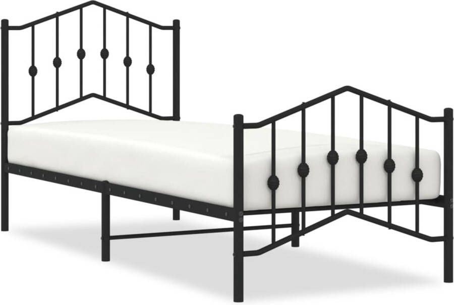 VidaXL Bedframe met hoofd- en voeteneindeÂ metaal zwart 80x200 cm - Foto 3