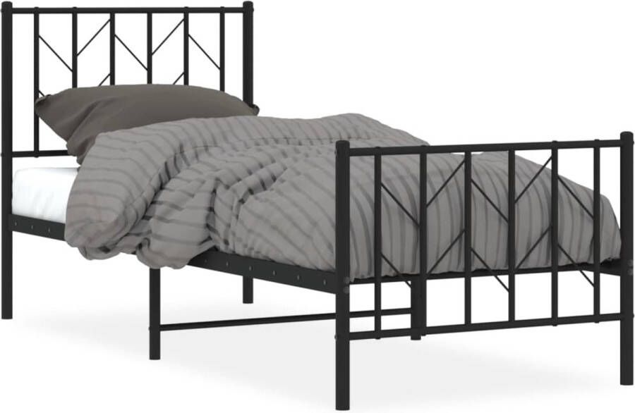 VidaXL Bedframe met hoofd- en voeteneindeÂ metaal zwart 80x200 cm - Foto 5
