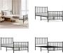 VidaXL Bedframe met hoofd- en voeteneinde metaal zwart 90x200 cm Bedframe Bedframes Eenpersoonsbed Bed - Thumbnail 2