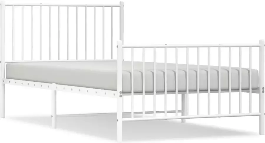 VidaXL -Bedframe-met-hoofd--en-voeteneinde-metaal-wit-100x200-cm - Foto 2