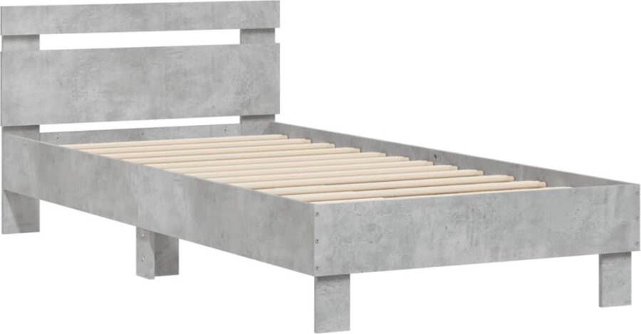 VidaXL -Bedframe-met-hoofdbord-bewerkt-hout-betongrijs-75x190-cm - Foto 5