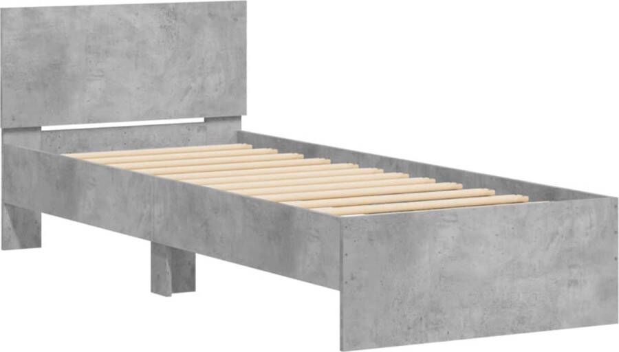 VidaXL -Bedframe-met-hoofdbord-bewerkt-hout-betongrijs-75x190-cm - Foto 3