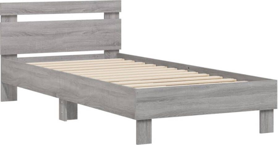 VidaXL -Bedframe-met-hoofdbord-bewerkt-hout-grijs-sonoma-75x190-cm - Foto 7